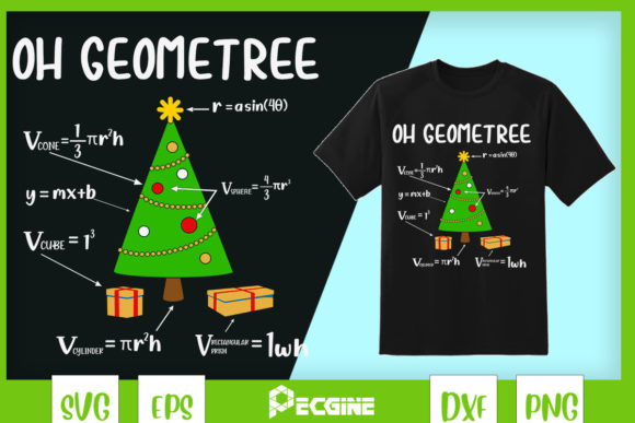 Funny Math Geometry Xmas Tree Graphics for T-Shirt Designs