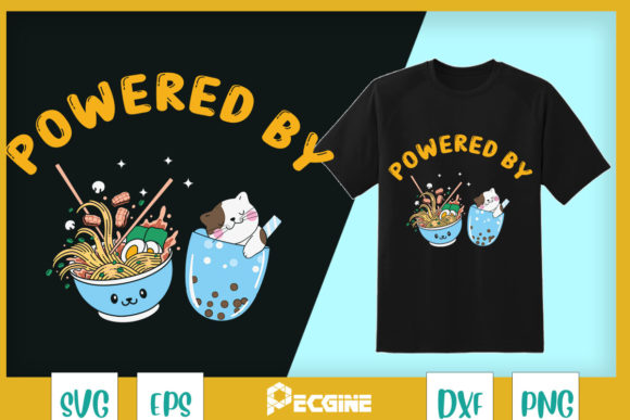 Ramen Bubble Tea Anime Graphics for T-Shirt Designs
