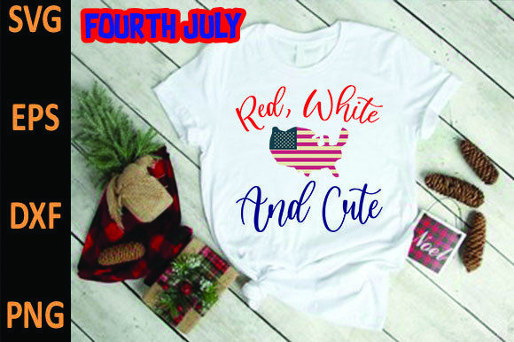 Red, White and Cute: A T-Shirt Design Graphic for Editorial Impact